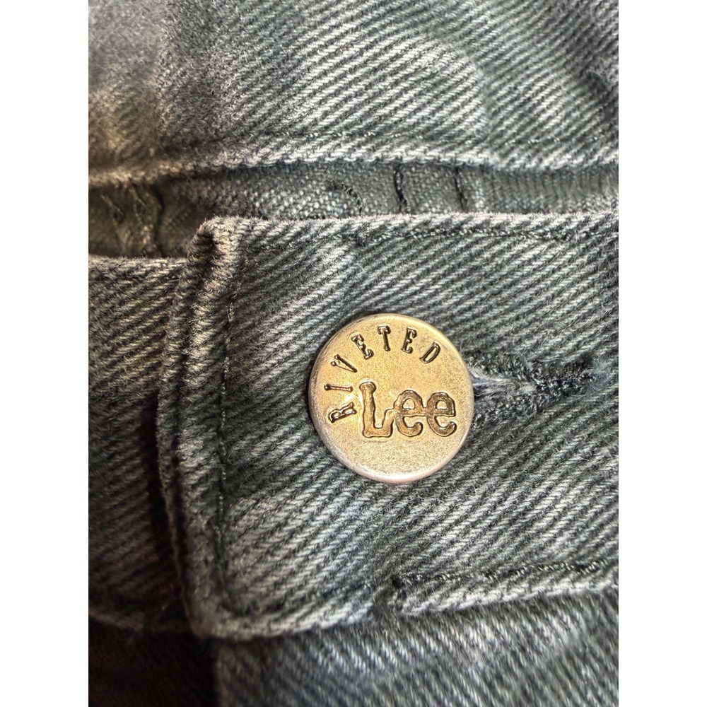 Vintage Lee Riveted High Waisted Relaxed Tapered Jeans Faded Black Denim 32x31 - Picture 7 of 9